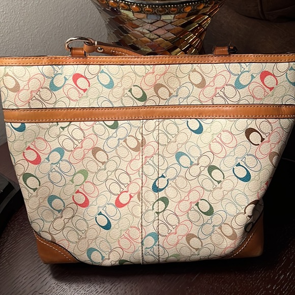 COACH  MULTICOLOR CHELSEA HERITAGE STRIPED SIGNATURE TOTE - Picture 10 of 17